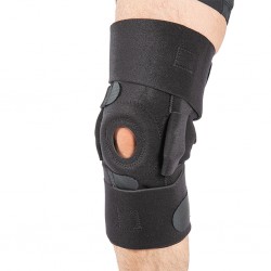 Orteza genunchi mobila, reglabila, cu suport rotula si ligamente, cu atele metalice laterale, E-Life E KN056, Universala, 1 Buc