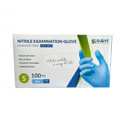Manusi Examinare Protectie Nitril Albastre Nepudrate SSGLOVE (S) 100buc/Cutie