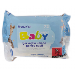 Servetele Umede pentru copii Monuk'all Blue, (72buc/pachet)